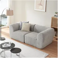 [en.casa] Modular Sofa 2-Sitzer Hurvas Bouclé Grau [en.casa]