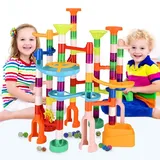 Murmelbahn Murmelbahn kinderspiel kinderspiel- 135pcs Kugelbahn Marble Run Starke und Stabile Set mit Bahnelementen und Murmeln, Lernspielzeug und Konstruktionspielzeug, Geschenk für Kinder ab 3 Jahre