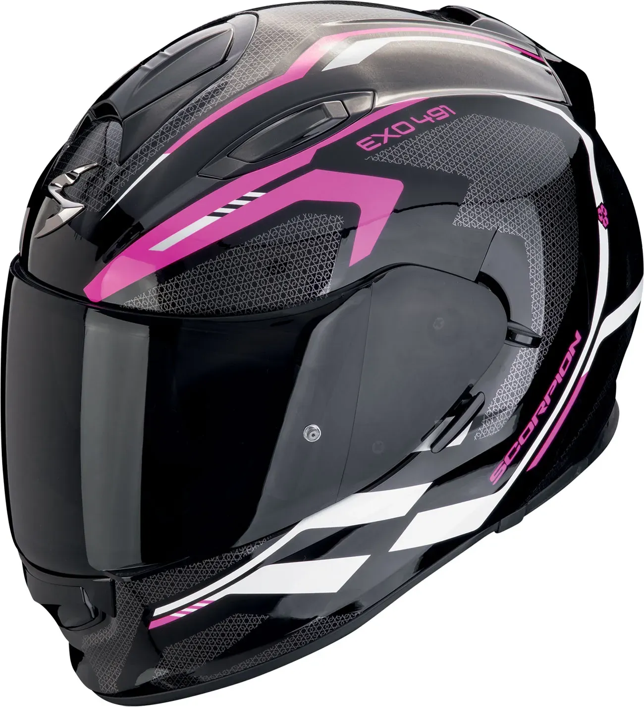 Scorpion EXO-491 Kripta, casque intégral - Noir/Fuchsia/Blanc - S