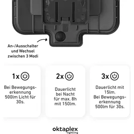 Oktaplex lighting Oktaplex 2er Set Ede Solar Außenstrahler mit Bewegungsmelder IP44 Solarlampe für aussen antharzit - Grau