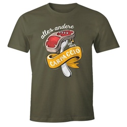 MoonWorks Print-Shirt Herren T-Shirt alles andere ist nur Carpaccio Grillen Barbecue BBQ Fleisch Fun-Shirt Moonworks® mit Print grün XL