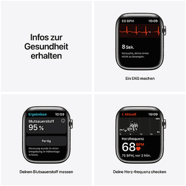Apple Watch Series 7 GPS + Cellular 45 mm Edelstahlgehäuse graphit, Sportarmband mitternacht