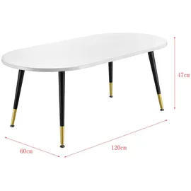 [en.casa] Couchtisch, Weiß, Holzwerkstoff, 120x47x60 cm, Wohnzimmer, Wohnzimmertische, Couchtische