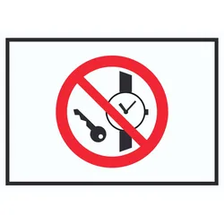 Mitführen von Metallteilen und Uhren verboten Symbol Schild A3 (297x420mm)