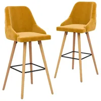 VidaXL Barhocker 2 Stk. Gelb Samt