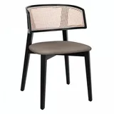 Alice | Bistro Holz Stuhl | Sitz Samt | Rattan | Taupe