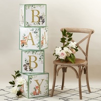 Kate Aspen 28593NA, 4 Stück Woodland Baby Shower, Papier, Babyboxen mit Buchstaben für Babyparty Dekoration