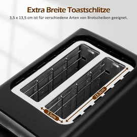 Aigostar & Toaster 2 Scheiben mit Brötchenaufsatz, 7 Bräunungsstufen Matt schwarz