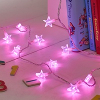 Lights4fun 2x 30er LED Lichterkette Sterne pink Leuchtsterne Kinderzimmer