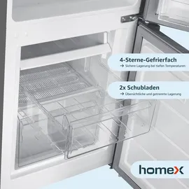 Homex CFS1110-S  Kühl-Gefrierkombination (173 l, 1425 mm hoch, Silber)