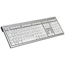 LogicKeyboard Premium Line Kabelgebunden Tastatur Deutsch, QWERTZ Grau Multimediatasten, USB-Hub, Geräuscharme Tasten