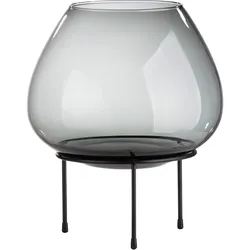 Bodenwindlicht GILDE "Vitu, Weihnachtsdeko", schwarz, B:32cm H:38cm T:32cm, Glas, Kerzenhalter, aus Glas mit dreibeinigem Metallständer