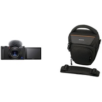 Sony Bundle Vlog-Kamera ZV-1 (Digitalkamera, 24-70mm, seitlich klappbares Selfie-Display für Vlogging & YouTube, 4K Video) LCS-AMB Kameratasche Alpha-Kamera, Schwarz