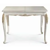 Casa Padrino Luxus Barock Esstisch Elfenbein / Gold 110-165 cm - Barock Möbel - Italy