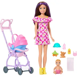 Barbie Skipper Babysitters Inc. Spielset mit brünetter Puppe und Blonder Babypuppe (JJB42)