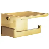 LuxusKollektion Badaccessoire-Set Toilettenpapierhalter ohne Bohren Ablage Edelstahl Gebürstet Messing