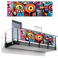 MuchoWow Balkon-Sichtschutz, Mehrfarbig, Kunststoff, Rechteckig, 300x100 cm, Sonnen- & Sichtschutz, Sichtschutz Garten, Balkon Sichtschutze