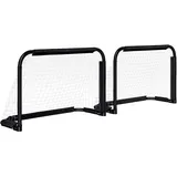 Homcom Fußballtor 2er Set Klappbar Fussballtore mit Metallrahmen für Kinder und Erwachsene, Garten, 90 x 36 x 60 cm, Schwarz