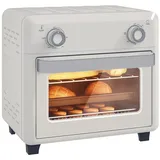 HOMCOM Mini Backofen mit Umluft 10 L 1000W 80-230°C Heißluftofen mit 60 Min. Timer, Heißluftfritteuse inkl. Krümelblech, Backblech Grillrost, Minibackofen mit Innenbeleuchtung Pizza-Ofen Cremeweiß