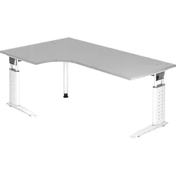 Hammerbacher Winkeltisch C-Fuß 200x120cm 90 Grad Grau/Weiß