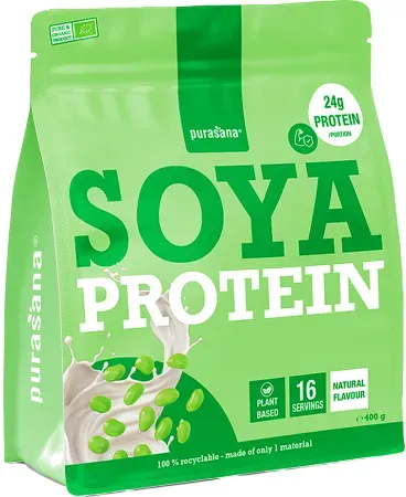 Purasana Sojaprotein 90% Vegan Pulver Bio Natürlicher Geschmack Dose 400g