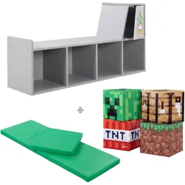 Phoenix Sitzbank Minecraft Mehrfarbig Grau/Grün 119 x 60 x 30 cm