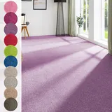 Andiamo Teppichboden ANDIAMO "Ines, Kräuselvelours, Gesamthöhe 8,5 mm, Luxusklasse LC2", lila (dunkellila), B:400cm L:450cm, Kunstfaser, Teppiche, Uni Farben, Breite 400 cm, strapazierfähig & pflegeleicht