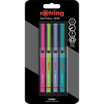 Rotring Liner-Fineliner-Stifte | 0,4 mm | Farbstifte zum Schreiben und Zeichnen | plastikfreie Verpackung | verschiedene, freundliche Farben | 4 Stück