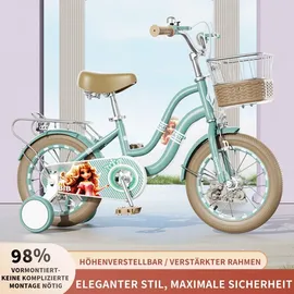 habib gruppe Mädchenfahrrad Klassik | Inkl. Luftpumpe | 6-teiligem Schutz-Set | Kohlenstoffstahlrahmen & Duales Bremssystem | Mitwachsend & sicher... | Türkis