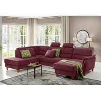 Home Affaire Wohnlandschaft HOME AFFAIRE "Palmera U-Form, B: 308 cm", rot (bordeaux), B:308cm H:89cm T:212cm, 100% Polyester;Struktur (100% Polyester);Luxus-Microfaser in Lederoptik (100% Polyester), Sofas, Wohnlandschaft, optional Bettfunktion & Bettkasten, Federkern