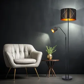 GLOBO LED Stehlampe 1x 8,5W 806lm 1x 5W 470lm Schwarz/Gold