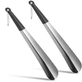 VOSSOT 2 Stück Schuhlöffel Lang 30cm – Schuhanzieher Lang Metall, Schuhlöffel Metall, Edelstahl Langer Shoe Horn mit Rutschfestem Griff & Kette – 30cm Shoehorn für Senioren, Alltag im Flur