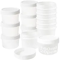 PDKKFF 20 Stück Kleine Plastikdosen mit Deckel 160ml Gefrierdosen, Kleine Dosen zum Einfrieren Wiederverwendbare, Vorratsdosen mit Auslaufsicheren Deckel, Mikrowellen Gefriergeeignet