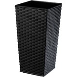 KADAX Rattan Blumentopf, Pflanzkübel mit Einlage, 40 cm, Schwarz