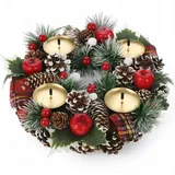 MIJOMA Adventskranz mit Kerzenhalter – Weihnachtskranz aus Tannenzapfen & Deko für Festliche Tischdeko (Rund Ø 27 cm)