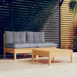 vidaXL Garten-Lounge-Set 3-tlg. grau