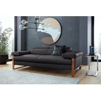 W.SCHILLIG 2-Sitzer finn wahlw. mit Sitztiefenverstellung & Kopfstützenverstellung, bequem, German Design Award 2016, Fußgestell Nussbaum natur, Breite 210 cm schwarz