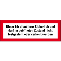 Aufkleber I Feuerwehrschild Diese Tür dient Ihrer Sicherh. ..., Folie, selbstklebend, 297x105mm, DIN 4066