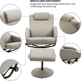 Homcom Relaxsessel Kunstleder 78 x 98 x 71 cm Grau mit Hocker