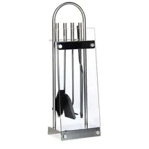 Relaxdays Kaminbesteck Edelstahl 5-teilig 0,75 m Silber