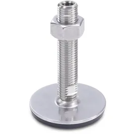 Ganter Normelemente Ganter Normelemente, Edelstahl Stellfüße - GN 41-80-M16-100-D3-UK, Fußdurchmesser 80mm, Gummi aufvulkanisiert, schwarz