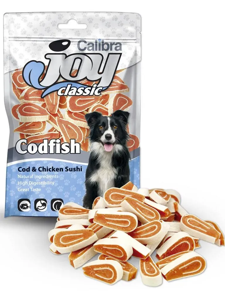 CALIBRA Joy Dog Klassischer Kabeljau und Huhn Sushi 80g