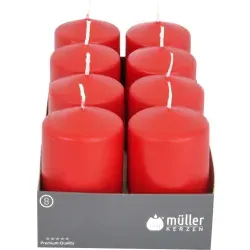 Müller Kerzen Stumpenkerze, karminrot 2481107091 , 1 Packung = 8 Stück, (Ø x H): 68 x 110 mm