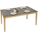 MCW Esszimmertisch MCW-M55, Tisch Esstisch, Massiv-Holz HDF Laminat Melamin 135x80cm, Marmor/Stein-Optik, helle Beine