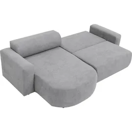 Mirjan24 Ecksofa Nicelo, Wohnzimmer L-Form mit Bettkasten und Schlaffunktion, Dekorative Kissen-Set, Seite universal (Farbe: Velo 635) - Grau