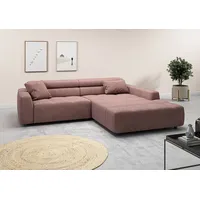 Candy 3C Candy Ecksofa »Denver auch mit Cord- und Easy care-Bezug, Kopfteilverstellung L-Form«, wahlweise. mit motorischer Sitztiefenverstellung rosa