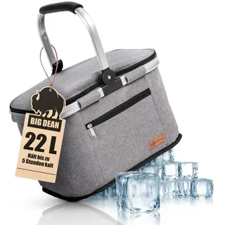BigDean Kühlkorb 22L bis 5 Stunden kühl Einkaufskorb Thermo Einkaufskorb Kühltasche Isolierkorb Thermokorb - BigDean