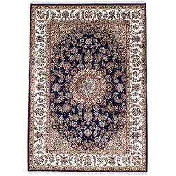 Orientteppich WOVEN ARTS "Orientteppich Nain", blau, B:120cm H:15mm L:180cm, Wolle, Teppiche, handgeknüpft, Wohnzimmer, reine Wolle