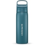 LifeStraw Go Series - Doppelwandige BPA-freie vakuumisolierte 530 ml Edelstahl-Wasserfilterflasche für Reisen und den täglichen Gebrauch; Laguna Teal