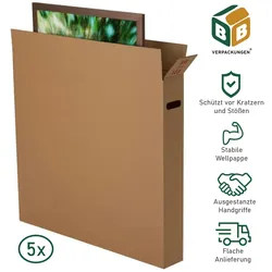 5 x Bilderkarton (915 x 200 x 860 mm) stabil 2-wellig Versandkarton Bilder Gemälde Paket DHL braun Transport Umzug BB-Verpackungen